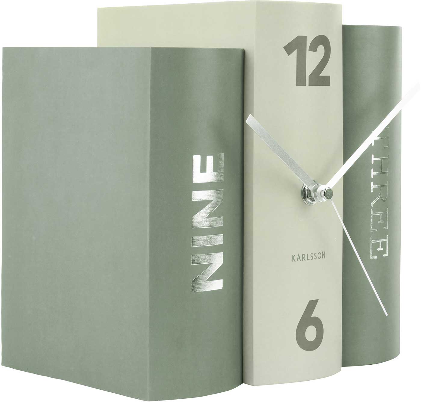 Karlsson Tischuhr 20x20x15 cm Karton • Buch-Design • Spielerischer Blickfang