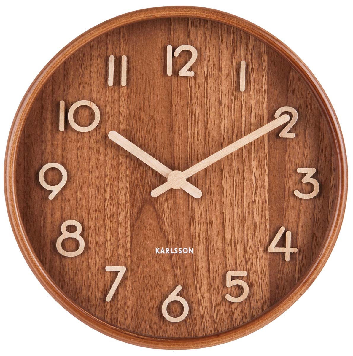 Karlsson Wanduhr 22x22x4,5 cm Holz • Geräuschloses Quarzwerk • Zeitloses Design