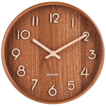 Karlsson Wanduhr 22x22x4,5 cm Holz • Geräuschloses Quarzwerk • Zeitloses Design