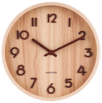 Karlsson Wanduhr 40 cm Ø Holz • Geräuschloses Quarzwerk • Zeitloses Design