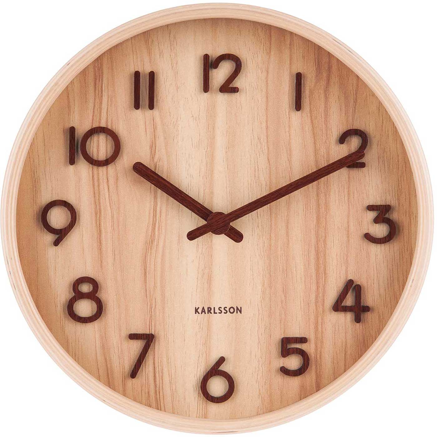 Karlsson Wanduhr 40 cm Ø Holz • Geräuschloses Quarzwerk • Zeitloses Design