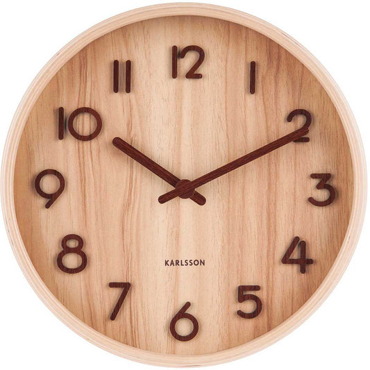 Karlsson Wanduhr 40 cm Ø Holz • Geräuschloses Quarzwerk • Zeitloses Design