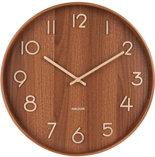 Karlsson Wanduhr 40x40x4,5 cm Holz • Modernes Design • Geräuscharmes Quarzuhrwerk