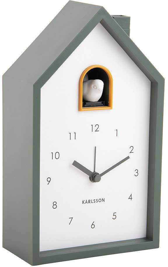 Karlsson Modern Cuckoo Wecker 20x12x6 cm Kunststoff • Quarz-Uhrwerk • Kuckucksruf