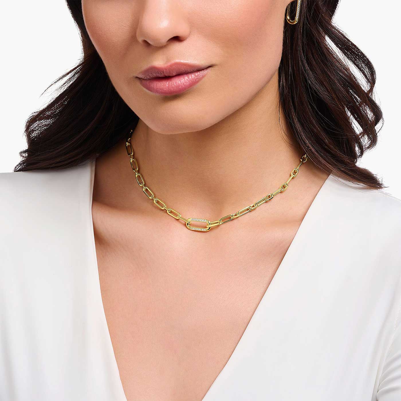 Collier Gliederkette mit steinbesetztem Ankerelement - Thomas Sabo Modell: KE2110-414-14