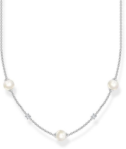 Halskette mit Perlen und weißen Steinen - 925er Sterlingsilber - Thomas Sabo Modell: KE2120-167-14