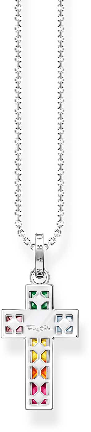 Halskette mit buntem Kreuz - 925 Sterlingsilber