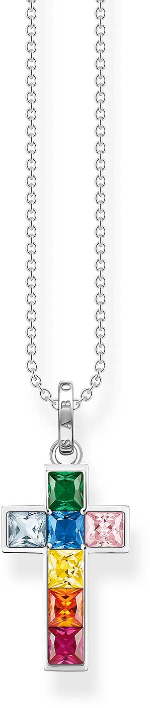 Halskette mit buntem Kreuz - 925 Sterlingsilber