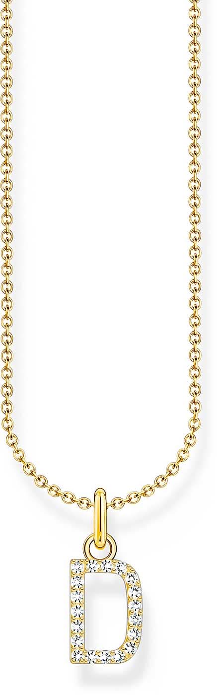 Halskette von Thomas Sabo mit goldfarbenem Kettenband und Anhänger Buchstabe D