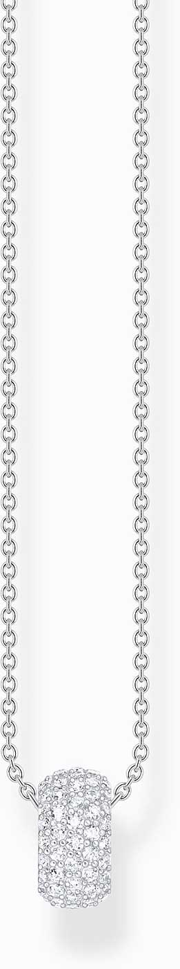 Halskette mit Kettenanhänger in Ringform zur Hälfte mit weißen Zirkonia-Steinen besetzt und mit erhabenen Dots versehen - Thomas Sabo Modell: KE2278-051-14