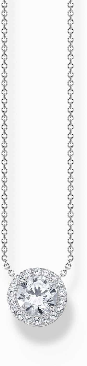 Halskette mit Halo-Anhänger und weißen Steinen - Thomas Sabo Modell: KE2279-051-14