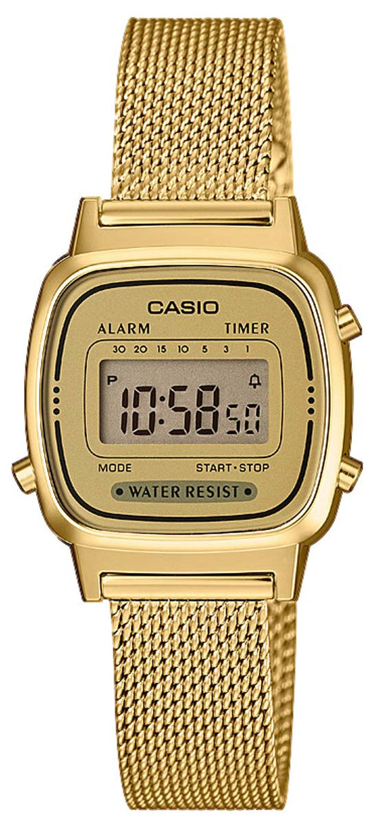 Casio Vintage LA670WEMY-9EF Uhr • Milanaiseband • Gold-Design