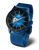 Herrklocka VOSTOK EUROPE med blått mesh-armband, öppet hjärta och svart urtavla.