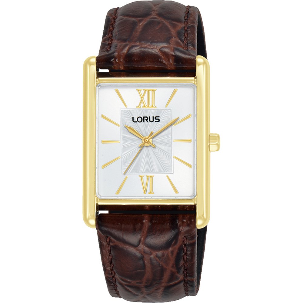 Lorus Ladies RH838CX9 Damen Armbanduhr • Guilloche-Zifferblatt • Goldfarben mit Lederband