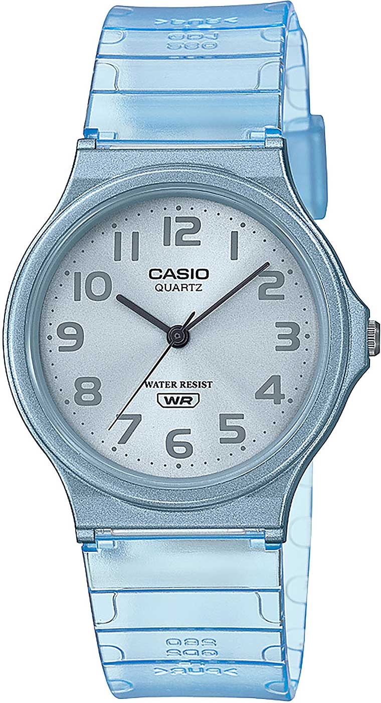 Casio MQ-24S-2BEF Uhr • Kultiges Retro-Design • Blaues Transparent-Finish