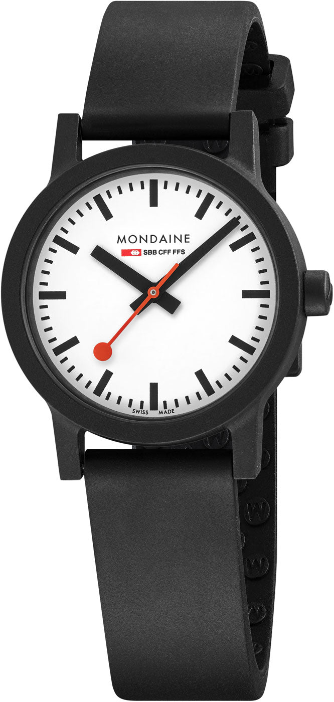 Mondaine Essence MS1.32110.RB Damen Uhr • Schweizer Design-Klassiker • Roter Sekundenzeiger