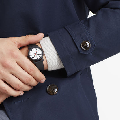 Mondaine Essence MS1.32110.RB Damen Uhr • Schweizer Design-Klassiker • Roter Sekundenzeiger