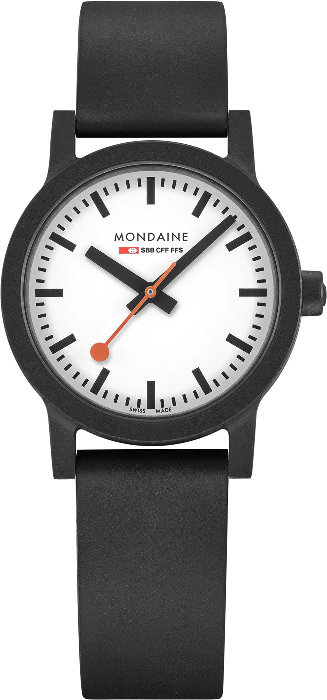 Mondaine Essence MS1.32110.RB Damen Uhr • Schweizer Design-Klassiker • Roter Sekundenzeiger