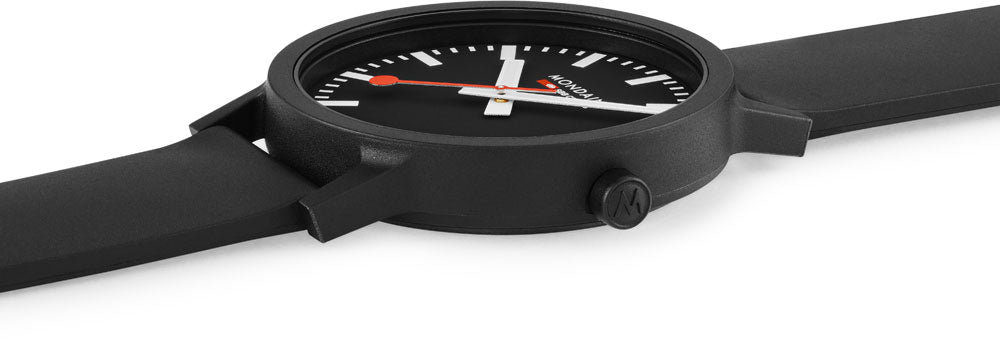 Mondaine Essence MS1.41110.RB Uhr • Schweizer Design-Klassiker • Roter Sekundenzeiger (Kelle)