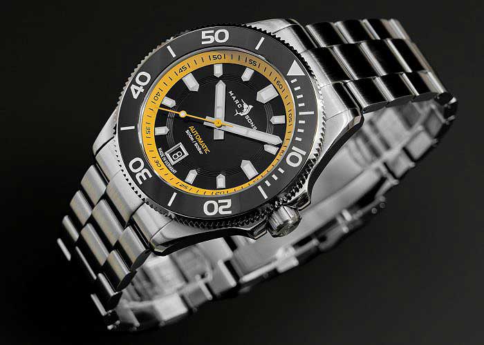 Yellow Black Ceramic Taucheruhr - Marc and Sons Modell: MSD-050-06-S