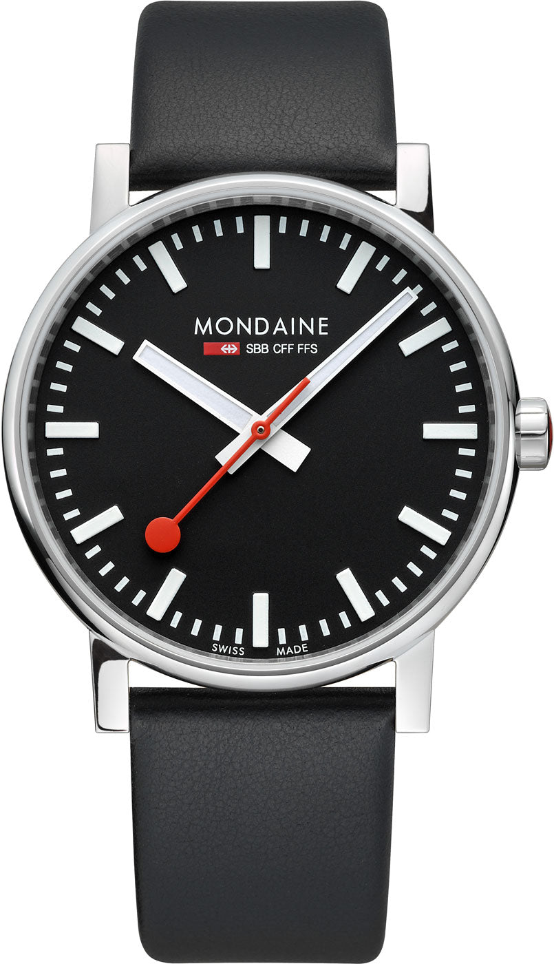 Mondaine evo2 MSE.43120.LB Herren Uhr • Schweizer Bahnhofsuhr Design • Saphirglas