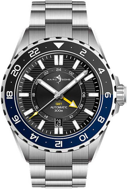 Marc & Sons GMT II MSG-008-03 Herren Uhr • Schweizer Automatikwerk • Saphirglas