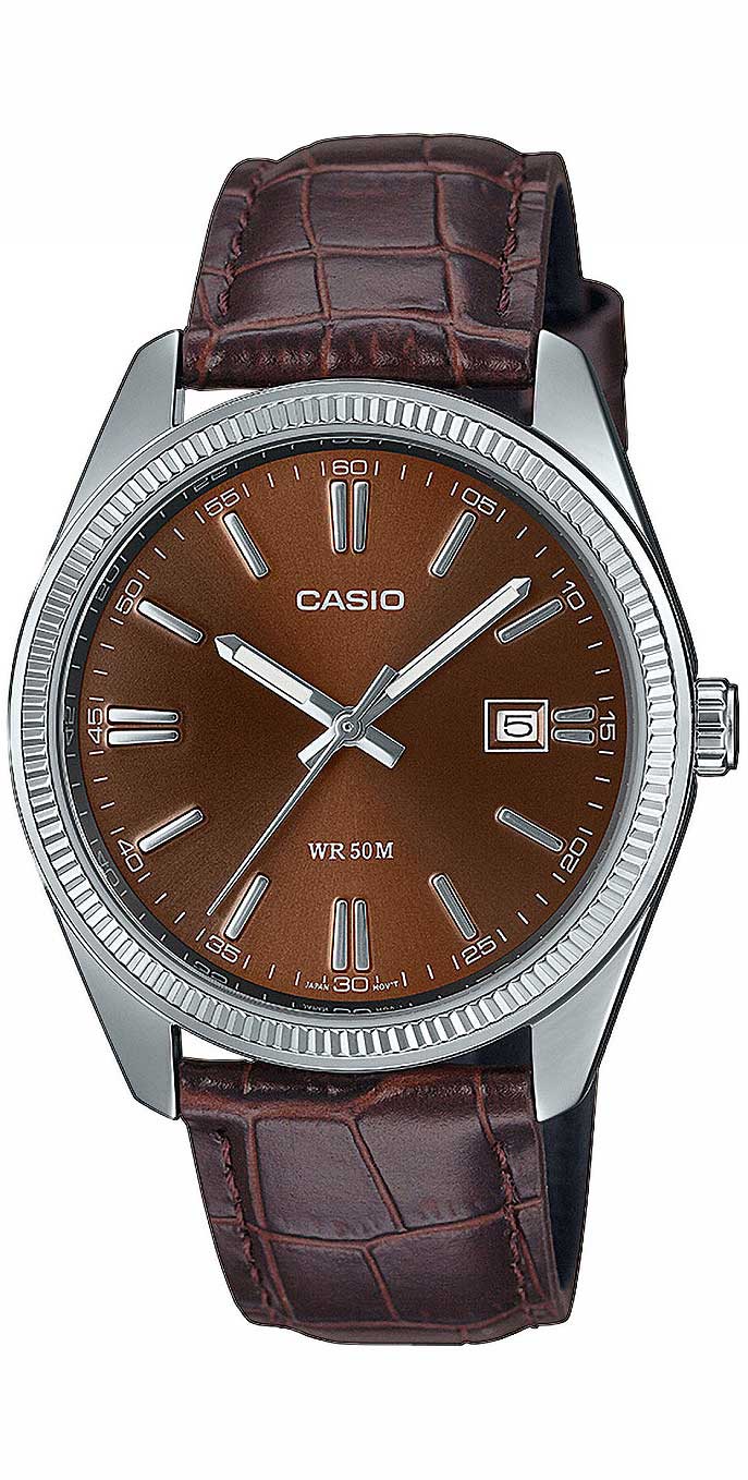 Casio Collection MTP-1302PL-5AVEF Uhr • Braun • Lederarmband