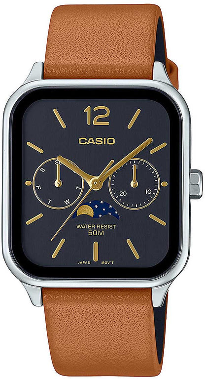 Casio MTP-M305L-1AVER Herrenuhr • Mondphase • Lederband