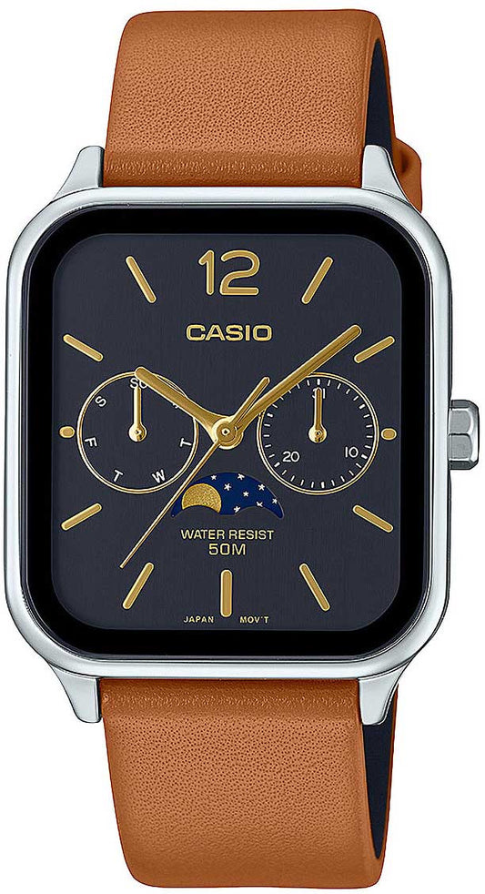 Casio MTP-M305L-1AVER Herrenuhr • Mondphase • Lederband