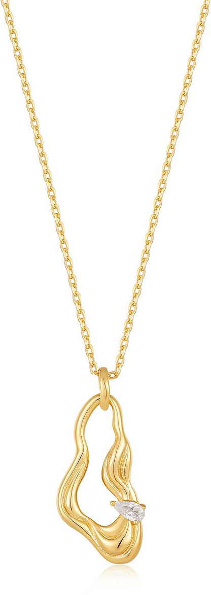 ANIA HAIE N050-01G Halskette mit gedrehtem Wellentropfen Anhänger