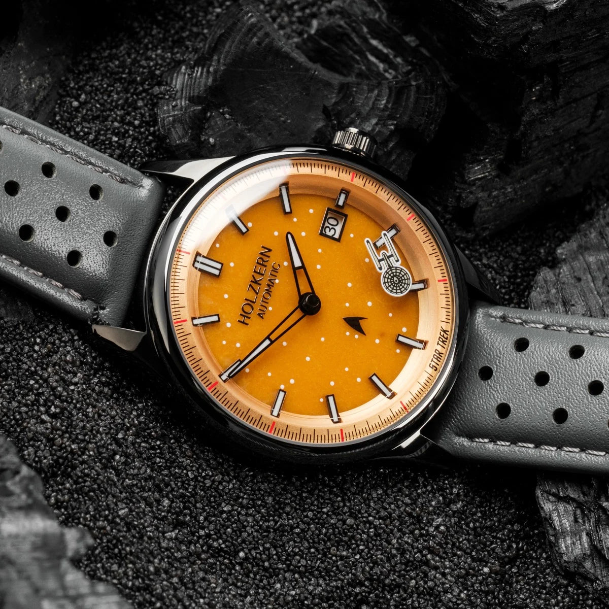 Holzkern NCC-1701 Herren Uhr • Automatikwerk • Echtes Jade-Zifferblatt