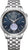 Herrenuhr mit blau gemustertem Zifferblatt, Open-Heart-Ansicht und Edelstahlarmband