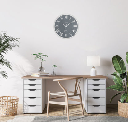 JVD Wanduhr 30 cm Ø Metall • Zeitloses Design • Leises Quarzwerk