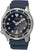 Herrenarmbanduhr mit blauem Silikonband, schwarzem Zifferblatt und Taucherlünette