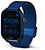 Smartwatch mit blauem Gewebearmband, Seitentaste und Runddisplay mit Uhrzeit 10:09