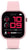 Smartwatch mit rosafarbenem Gehäuse und pinkem Silikonarmband, digitales Display mit Uhrzeit