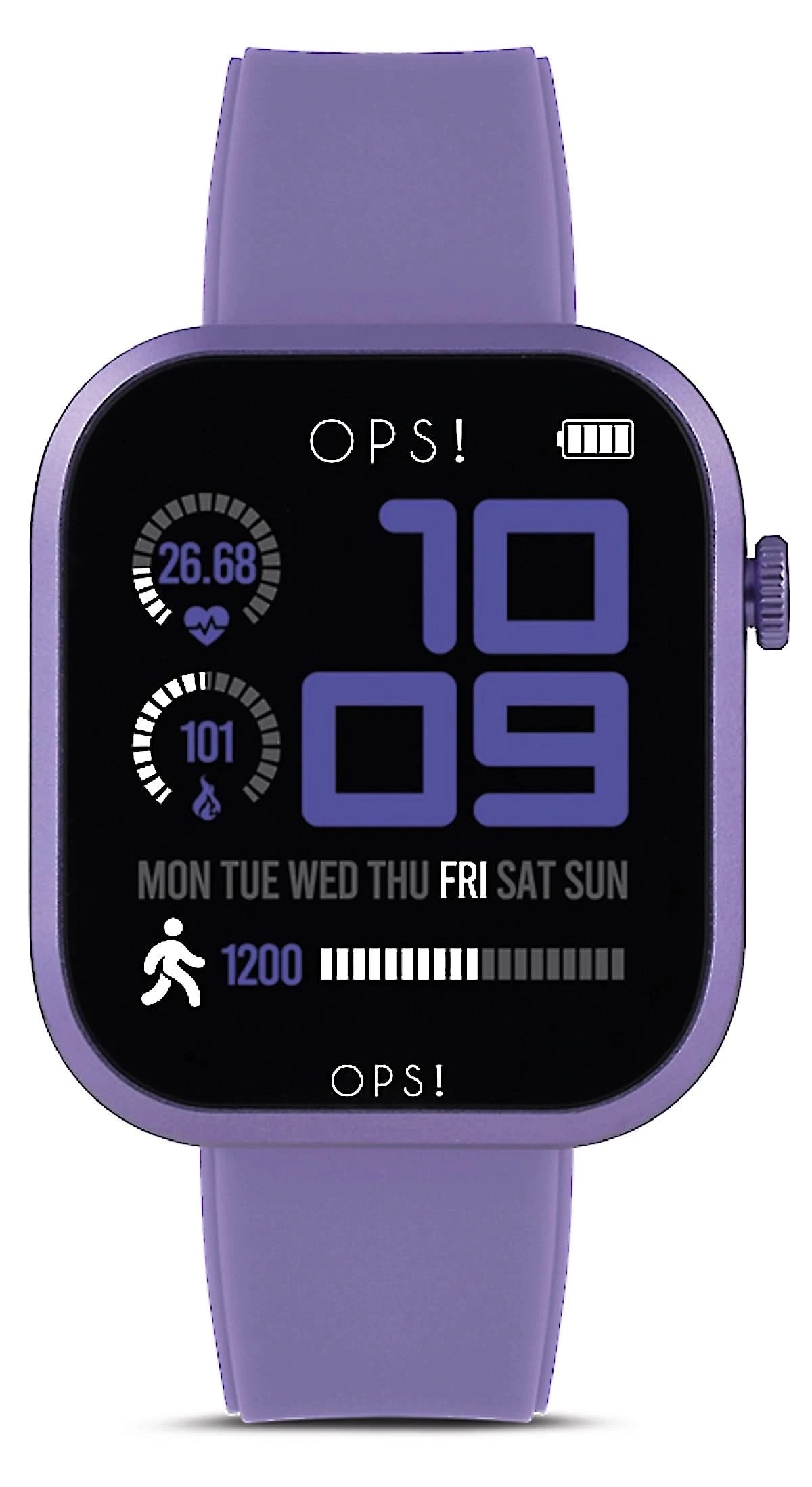 Unisex-Smartwatch mit lila Silikonarmband und rundem Display, 10:09