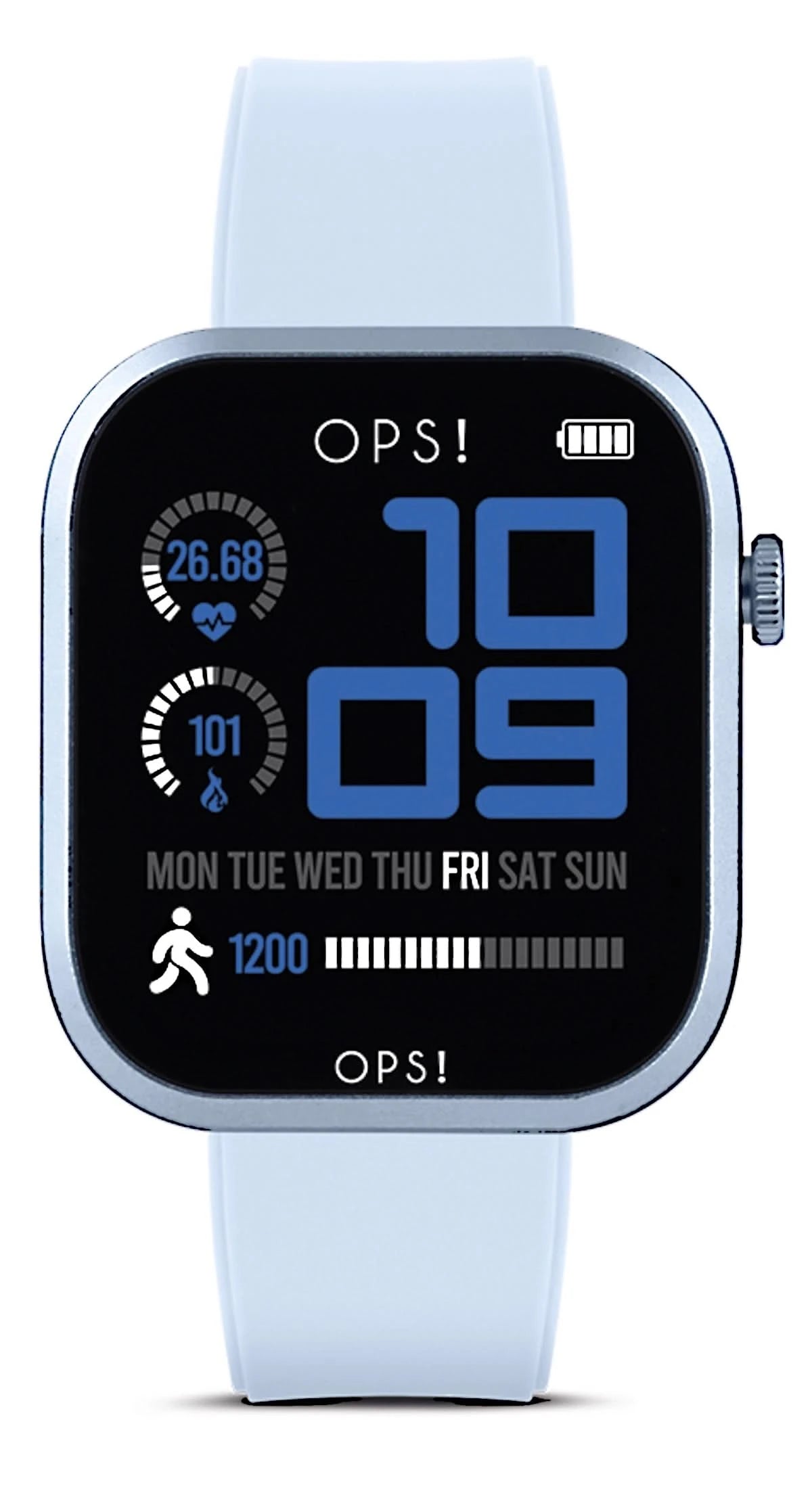 Unisex-Smartwatch mit hellem Silikonarmband und rundem AMOLED-Display