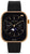 Smartwatch mit schwarzem Silikonarmband, eckigem Display und goldener Glitzerfassung