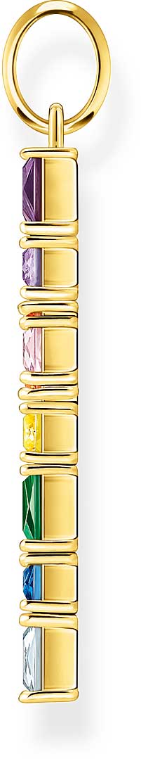 Anhänger Kreuz mit bunten Steinen - 750 Gelbgold Vergoldung