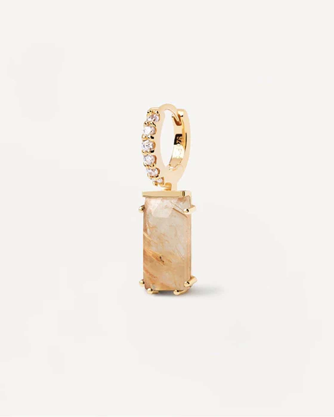 Naoki Einzel Kreole mit Steinchen & Edelstein Anhänger -18K  vergoldet