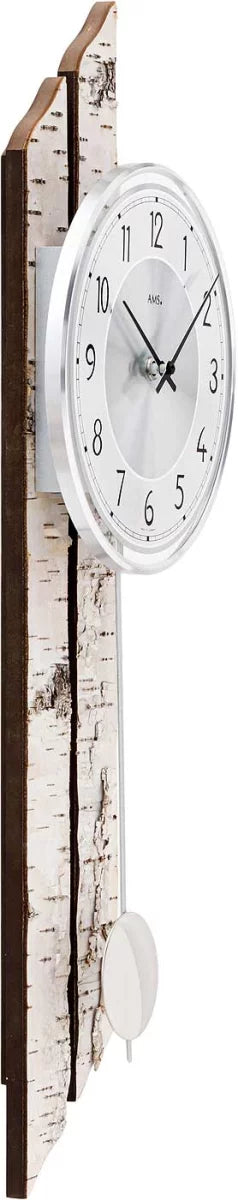AMS Wanduhr 65x22x8 cm Holz • Modernes Design • Quarzpendelwerk