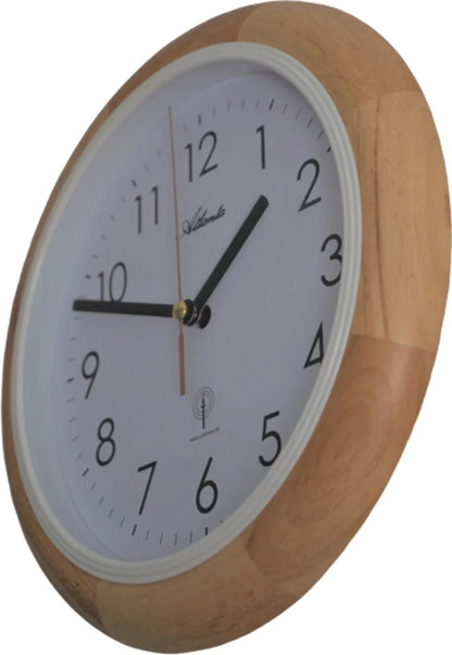 Atlanta Wanduhr 25,5 cm Ø Holz • Funkgesteuert • Geräuscharm