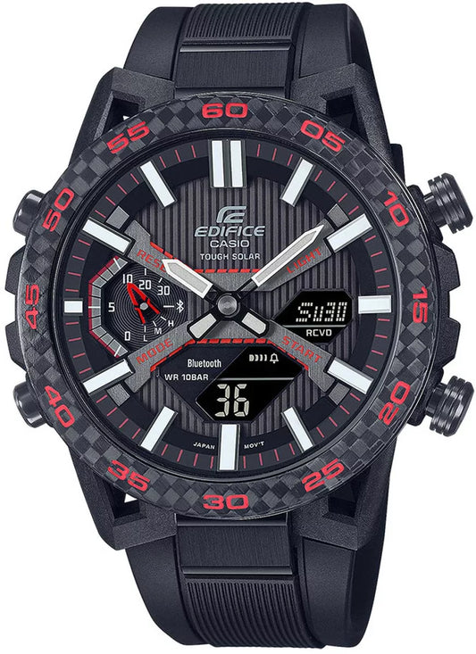 Casio Edifice Sospensione ECB-2000PB-1A Herren Uhr • Solar Quarz • Carbon/Edelstahl Gehäuse