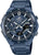 Herrenuhr mit blauem Metallarmband und rundem Zifferblatt mit mehreren Anzeigen