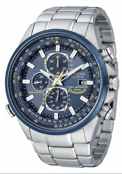 Citizen World Time Blue Angels AT8020-54L Herrenuhr • Weltzeitfunktion • Edelstahlband