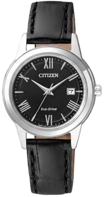 Citizen Eco-Drive FE1081-08E Uhr • Solar-Antrieb • Schwarzes Lederarmband