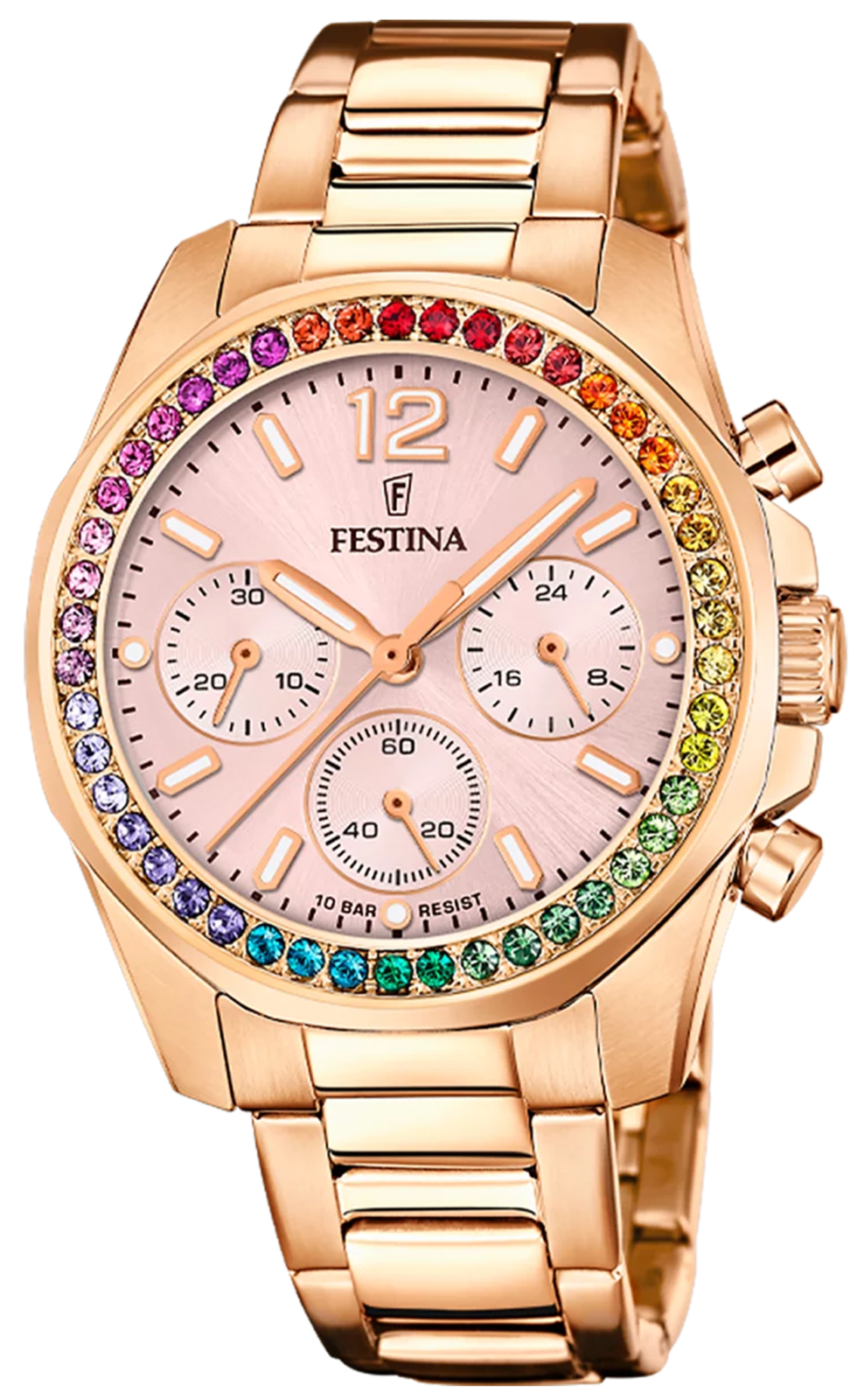 Festina Boyfriend F20639/4 Damenuhr • Roségold-Optik • Zirkonia-Lünette