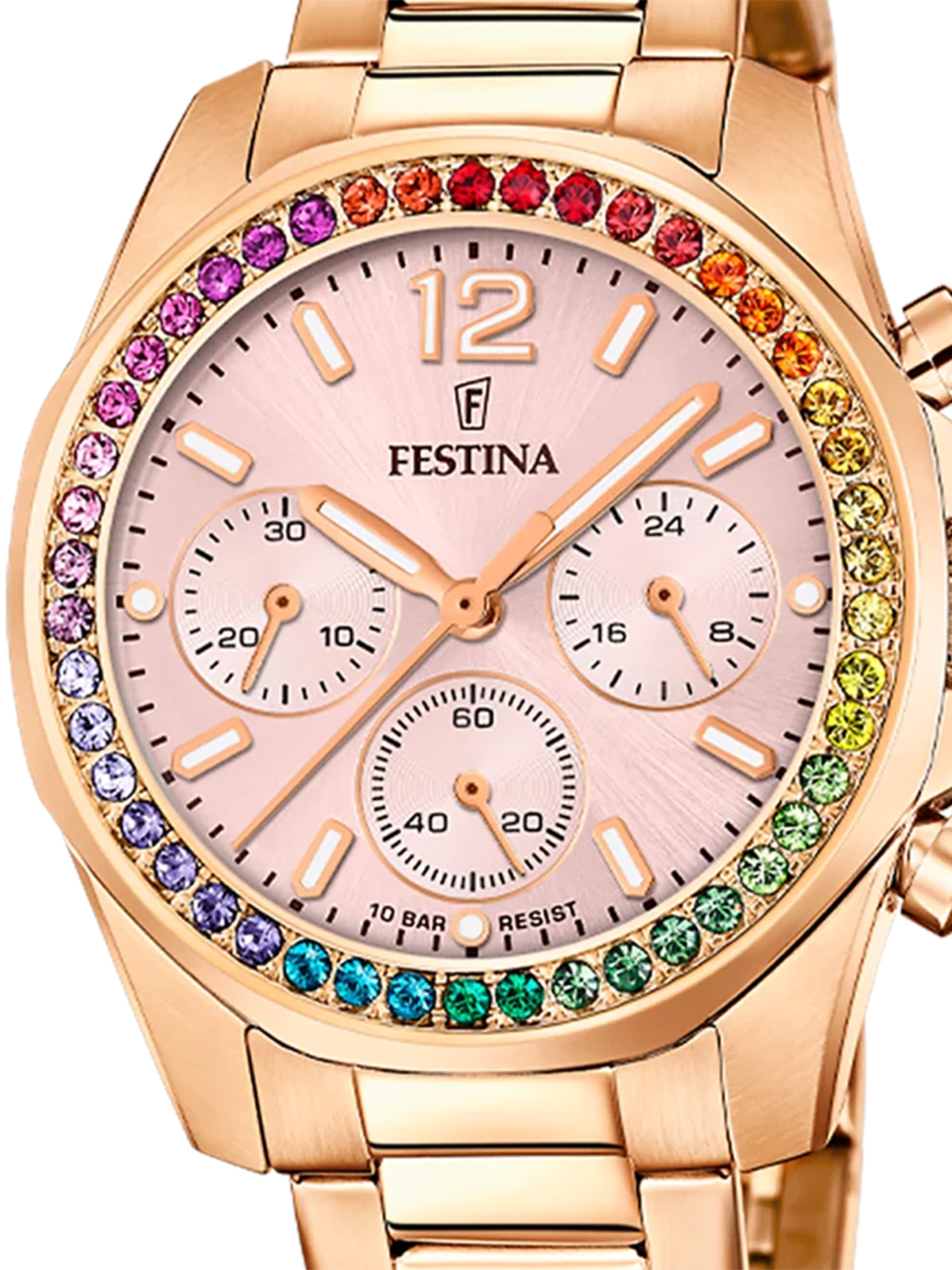 Festina Boyfriend F20639/4 Damenuhr • Roségold-Optik • Zirkonia-Lünette