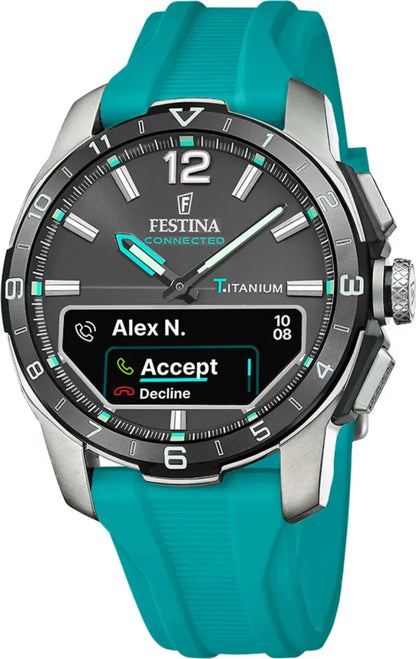 Festina Connected D F23000/5 Herrenuhr • Hybrid-Antrieb • Titan & Saphirglas